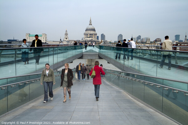 London Millennium Foot Bridge  Picture Board by Paul F Prestidge