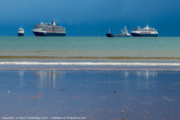 Cruise Ships off Goodrington Devon Picture Board by Paul F Prestidge