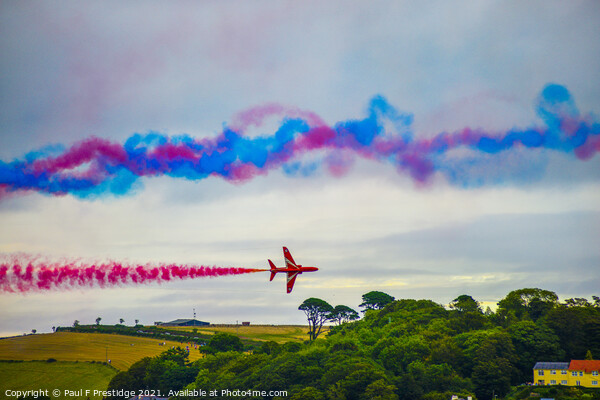 A Single Red Arrow Jet over Kingswear Picture Board by Paul F Prestidge