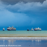 Buy canvas prints of Cruise Liners off Goodington Beach Panorama by Paul F Prestidge