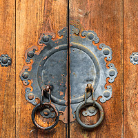 Buy canvas prints of Close up of a Korean door by Marco Bicci