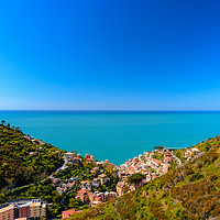 Buy canvas prints of Aerial view of Riomaggiore  by Marco Bicci