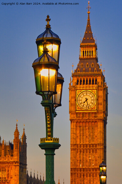 Big Ben in London's Summer Evening Light Picture Board by Alan Barr