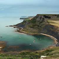 Buy canvas prints of Yachts Anchored in Chapman's Pool, Dorset  by Alan Barr