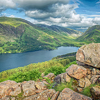 Buy canvas prints of Buttermere Lake from Red Pike  by Alan Barr