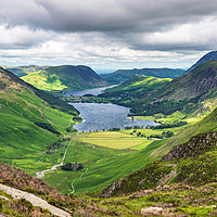 Buy canvas prints of Buttermere and Crummock Water from Fleetwith Pike  by Alan Barr
