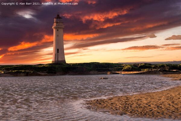 Wirral Lighthouse Sunset  Picture Board by Alan Barr