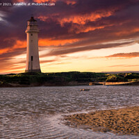 Buy canvas prints of Wirral Lighthouse Sunset  by Alan Barr