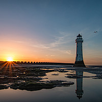 Buy canvas prints of New Brighton Lighthouse Sunset by Graham Morris