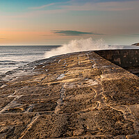 Buy canvas prints of The Curved Cobb at Lyme Regis by Alan Jackson