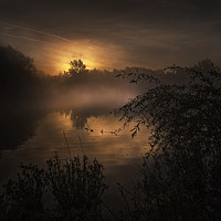 Buy canvas prints of Sunrise over small pond by Nick Lukey