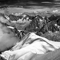 Buy canvas prints of Mountaineer on L'arete de Aiguille du Midi by Nick Lukey