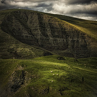 Buy canvas prints of Mam Tor and Grazing Sheep by Nick Lukey