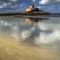 Buy canvas prints of La Rocco tower, St Ouens bay, Jersey by Nick Lukey