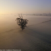 Buy canvas prints of A sunrise over misty fields derbyshire by Nick Lukey