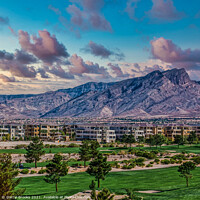 Buy canvas prints of Golf Course with Mountains in Distance by Darryl Brooks