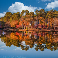 Buy canvas prints of Fisherman on Calm Lake by Home in Autumn by Darryl Brooks