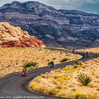 Buy canvas prints of Motorcyclists on the Desert Highway by Darryl Brooks
