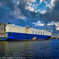 Buy canvas prints of Eukor Container Ship in Savannah River by Darryl Brooks