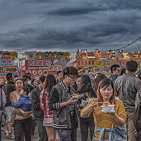 Buy canvas prints of Eating Noodles at Night Market by Darryl Brooks