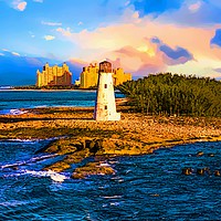 Buy canvas prints of Bahamas Lighthouse with Resort by Darryl Brooks