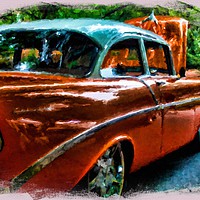 Buy canvas prints of Classic Orange Car in Park by Darryl Brooks