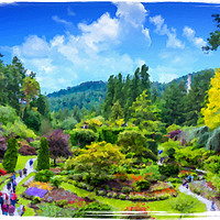 Buy canvas prints of Butchart Gardens Painterly by Darryl Brooks