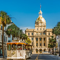 Buy canvas prints of Savannah Tour and City Hall by Darryl Brooks