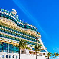 Buy canvas prints of Curved Glass Over Balconies on Luxury Cruise Ship by Darryl Brooks