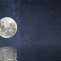 Buy canvas prints of Full Moon at Sea by Darryl Brooks