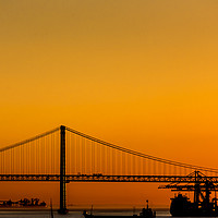 Buy canvas prints of Golden Light on Lisbon Bridge by Darryl Brooks