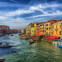 Buy canvas prints of Gondolas in Grand Canal from Rialto Bridge by Darryl Brooks