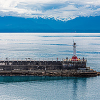 Buy canvas prints of Breakwater and lighthouse in Victoria, BC by Darryl Brooks