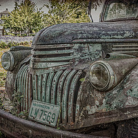 Buy canvas prints of Grill on Old Green Truck by Darryl Brooks