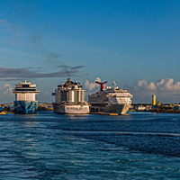 Buy canvas prints of Three Cruise Ships in Nassau by Darryl Brooks