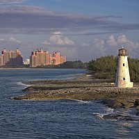 Buy canvas prints of Lighthouse and Resort in Bahamas by Darryl Brooks