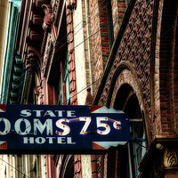 Buy canvas prints of State Hotel Rooms 75 Cents by Darryl Brooks