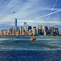 Buy canvas prints of New York City with Ferries and Planes by Darryl Brooks