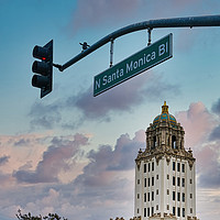 Buy canvas prints of Beverly Hills City Hall from Santa Monica Blvd by Darryl Brooks