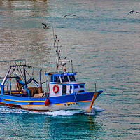 Buy canvas prints of Fishing Boat in Barelona by Darryl Brooks
