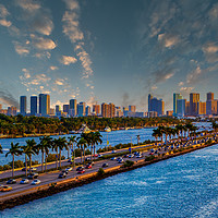 Buy canvas prints of Leaving Miami for the Beach at Dusk by Darryl Brooks