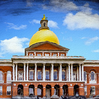 Buy canvas prints of Oil Boston State House by Darryl Brooks