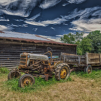 Buy canvas prints of Old Tractor at Barn by Darryl Brooks
