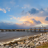 Buy canvas prints of Pier and Seawall in Late Afternoon by Darryl Brooks