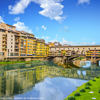 Buy canvas prints of Red and White Flag by Ponte Vecchio by Darryl Brooks