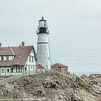 Buy canvas prints of Portland Head Lighthouse in Fog by Darryl Brooks