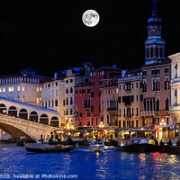 Buy canvas prints of Rialto Bridge and Canal at Night by Darryl Brooks