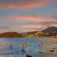 Buy canvas prints of Sailboats Anchored in Caribbean Bay by Darryl Brooks
