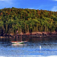 Buy canvas prints of Schooner Past Maine Island by Darryl Brooks