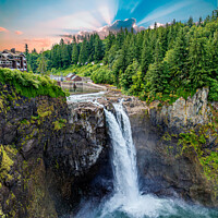 Buy canvas prints of Snoqualmie Falls with Sunlight by Darryl Brooks